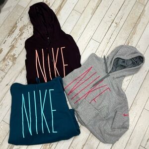 Women’s Nike hoodies, lot of 3, size large, teal/maroon/grey